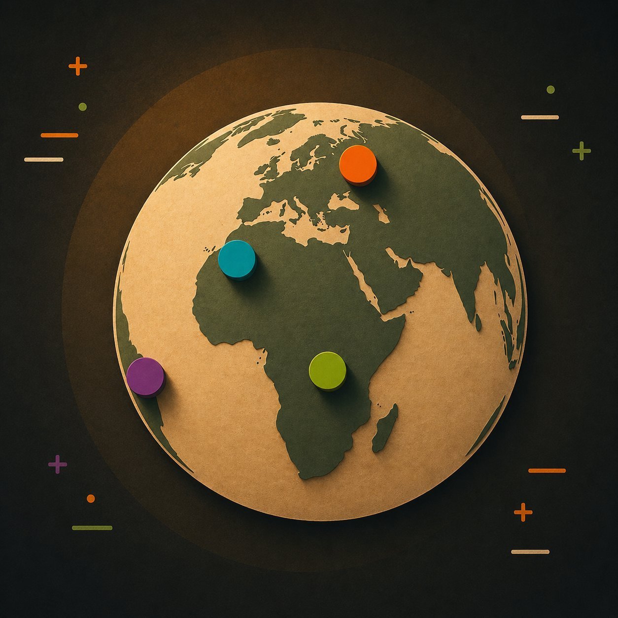Globe with location pins