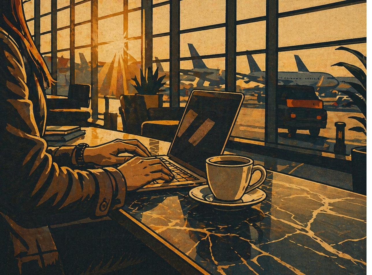 Digital nomad with laptop