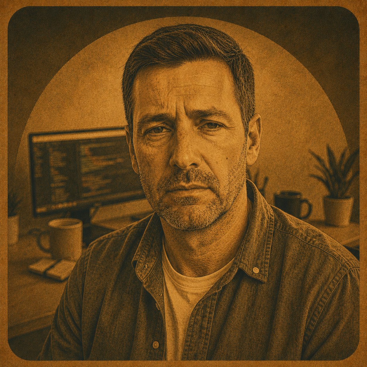 Alex - a calm IT contractor at his home-office desk