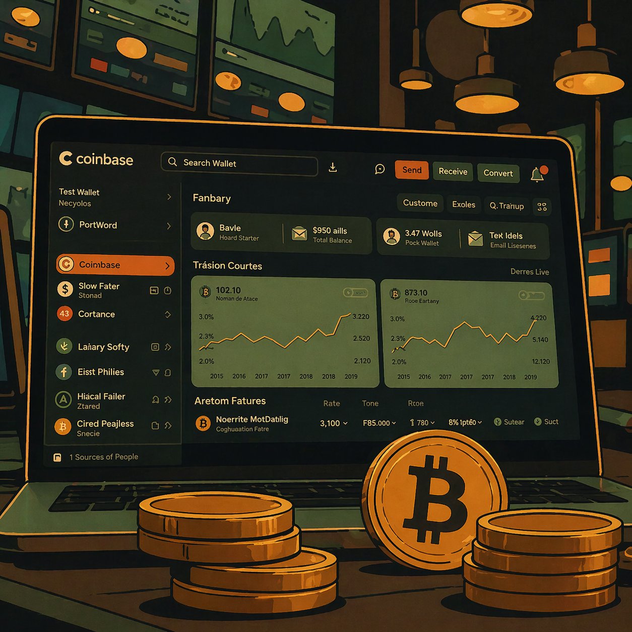 Illustration: client at screen with a Coinbase/Kraken verified tick. Signal of identity already proven.